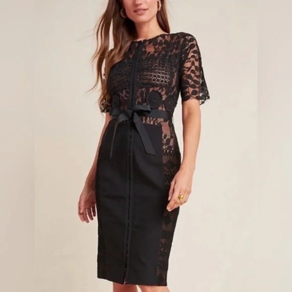 Anthropologie Byron Lars Black Lace Sheath Dress Size 22W